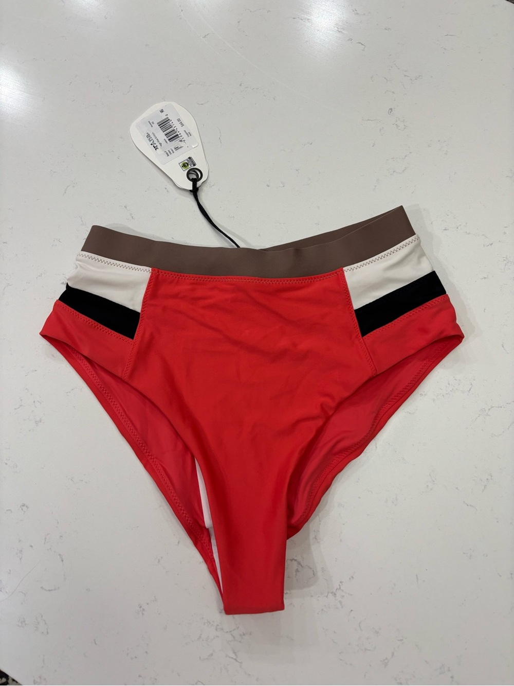 Prana women’s size XS swimsuit bottoms Red High-Rise Bikini Bottoms cheeky NWT